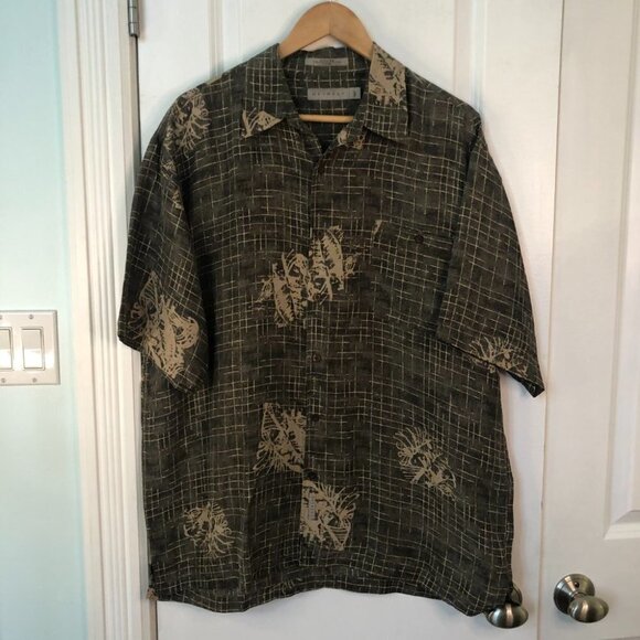 Retreat 100% Silk  Button Up Grandpa Dad Shirt - Picture 2 of 5